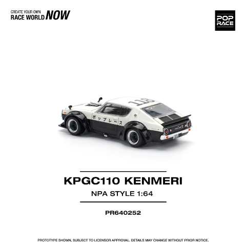 [ Pre-order ] PR640252 POP RACE 1:64 Nissan Skyline GT-R V8 DRIFT (KENMERI) NPA STYLE