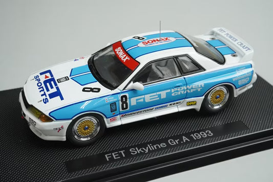 1:43 EBBRO 44157 Nissan Nissan FET Skyline Gr.A 1993 White/Blue #8 model car