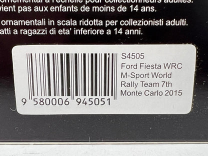 1:43 Spark S4505 Ford Fiesta WRC M-Sport World Rally Team Monte Carlo 2015 #5 E. Evans D. Barritt model car