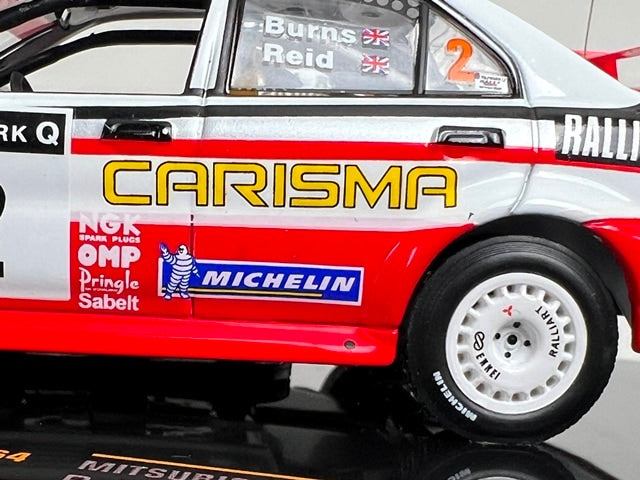 1:43 ixo KBI064 Mitsubishi Carisma GT GB Rally 1998 #2 R. Burns R. Reid model car