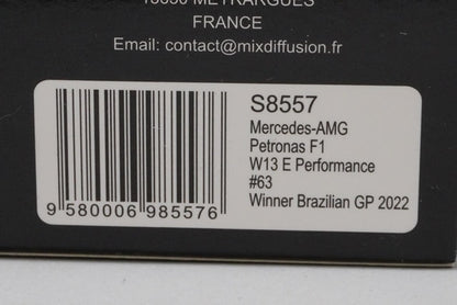 1:43 Spark S8557 Mercedes-AMG Petronas W13 E-Performance Brazilian GP 2022 #63 model car