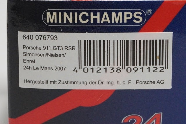 1:64 MINICHAMPS 640076793 Porsche 911 GT3 RSR Le Mans 2007 #93 model car