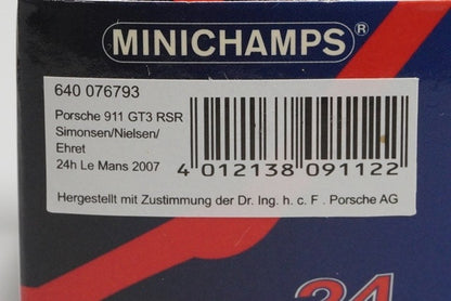 1:64 MINICHAMPS 640076793 Porsche 911 GT3 RSR Le Mans 2007 #93 model car