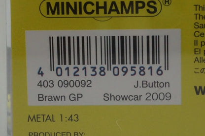 1:43 MINICHAMPS 403090092 Brown GP Show Car 2009 #22 model car