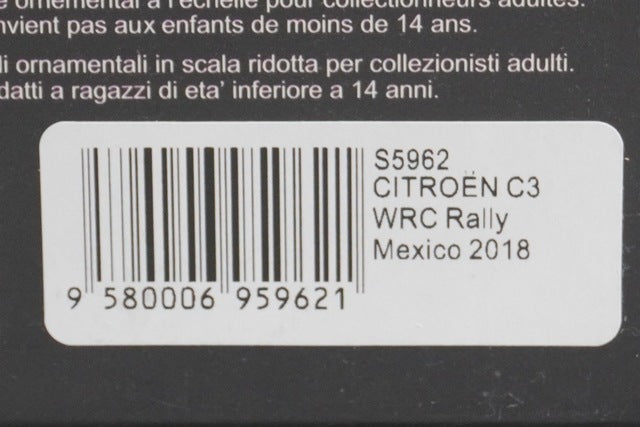 1:43 Spark S5962 Citroen C3 WRC Mexico Rally 2018 #11 model car