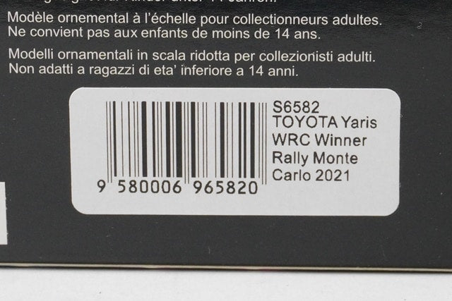 1:43 SPARK S6582 Toyota Yaris WRC Monte Carlo Rally 2021 #1 S. Ogier / J. Ingrassia model car