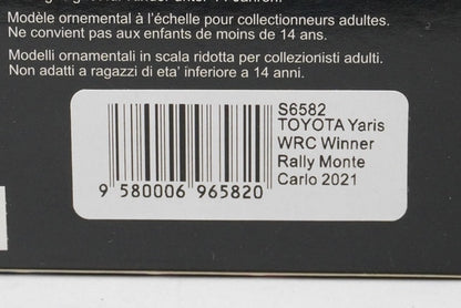 1:43 SPARK S6582 Toyota Yaris WRC Monte Carlo Rally 2021 #1 S. Ogier / J. Ingrassia model car
