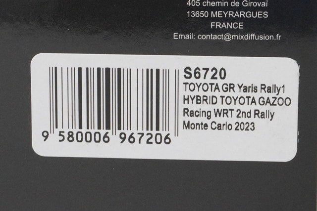 1:43 SPARK S6720 Toyota GR Yaris Rally 1 Hybrid Gazoo Racing WRT 2nd 2023 #69 K.Rovanper / J.Haluttunen model car