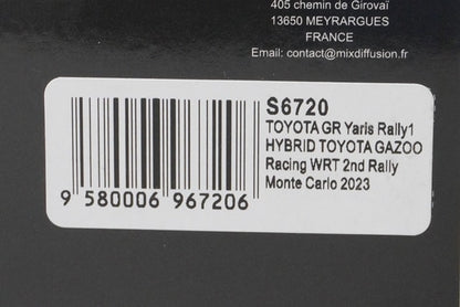 1:43 SPARK S6720 Toyota GR Yaris Rally 1 Hybrid Gazoo Racing WRT 2nd 2023 #69 K.Rovanper / J.Haluttunen model car