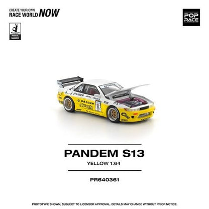 [ Pre-order ] PR640361 POP RACE 1:64 S13 Silvia Pandem Rocket Bunny Yellow-White #84