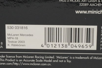 1:18 MINICHAMPS 530031816 McLaren Mercedes MP4-18 2003 #6 model car