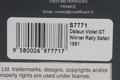 1:43 Spark S7771 Nissan Datsun Violet GT Safari Rally Winner 1981 #7