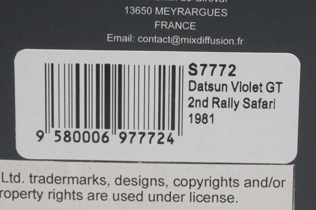 1:43 Spark S7772 Nissan Datsun Violet GT Safari Rally 2nd 1981 #5