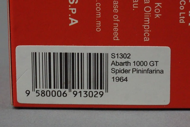 1:43 SPARK S1302 Abarth 1000 GT Spider Pininfarina 1964 model car