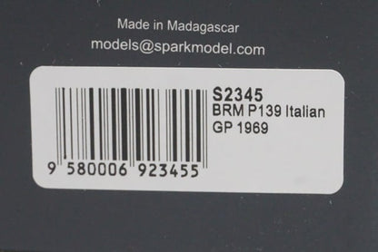 1:43 Spark S2345 BRM P139 Italian GP 1969 #12 J. Oliver model car