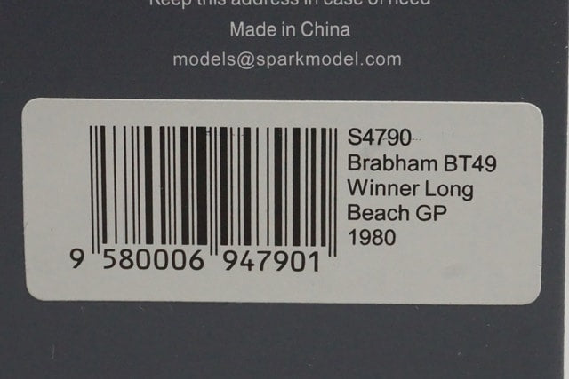 1:43 Spark S4790 Brabham BT49 Winner Long Beach GP 1980 #5 N. Piquet model car