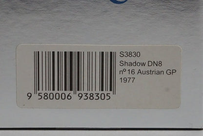 1:43 SPARK S3830 Shadow DN8 Austrian GP 1977 #16 A. Merzario model car