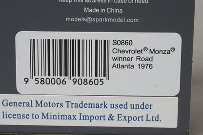 1:43 SPARK S0860 Chevrolet Monza Road Atlanta Winner 1976 #14 model car