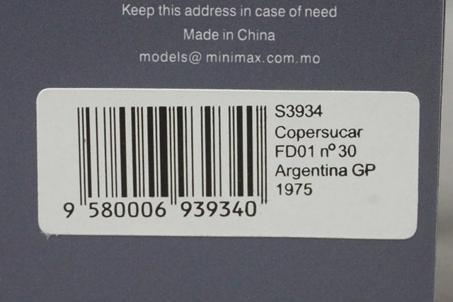 1:43 SPARK S3934 Copascar FD01 Argentine Grand Prix 1975 #30 W. Fittipaldi model car