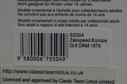 1:43 Spark SG504 Zackspeed Europa Gr5 DRM 1979 #22 H. Ertl model car
