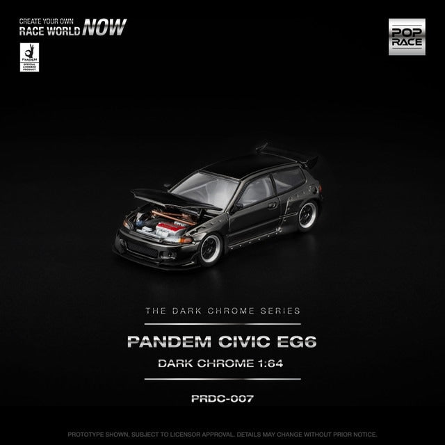 [ Pre-order ] PRDC007 POP RACE 1:64 Pandem Civic EG6 Dark Chrome