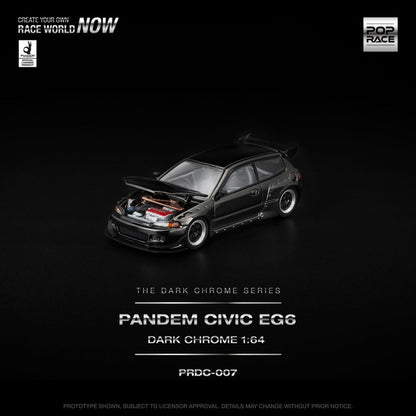 [ Pre-order ] PRDC007 POP RACE 1:64 Pandem Civic EG6 Dark Chrome
