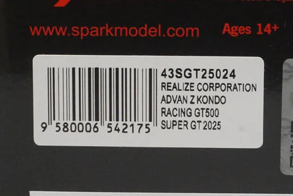 1:43 Spark 43SGT20524 Realize Corporation ADVAN Z Condo Racing GT500 Super GT 2025 #24 Tsugio Matsuda / Teppei Natori