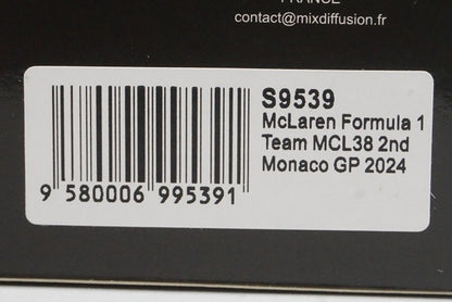 1:43 Spark S9539 McLaren F1 Team MCL38 Monaco GP 2nd 2024 #81 O. Piastri