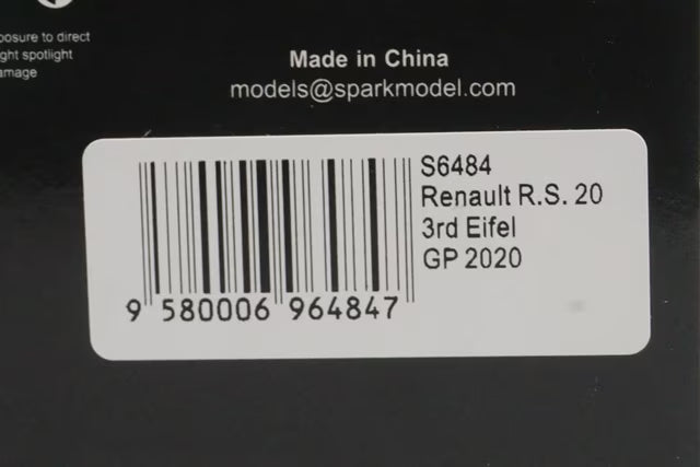 1:43 Spark S6484 Renault R.S.20 Eifel GP 3rd 2020 #3 D. Ricciardo