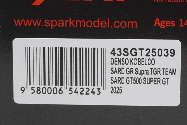 1:43 Spark 43SGT25039 DENSO KOBELCO SARD GR Supra TGR Team GT500 Super GT 2025 #39 Yuhi Sekiguchi / S. Fenestraz