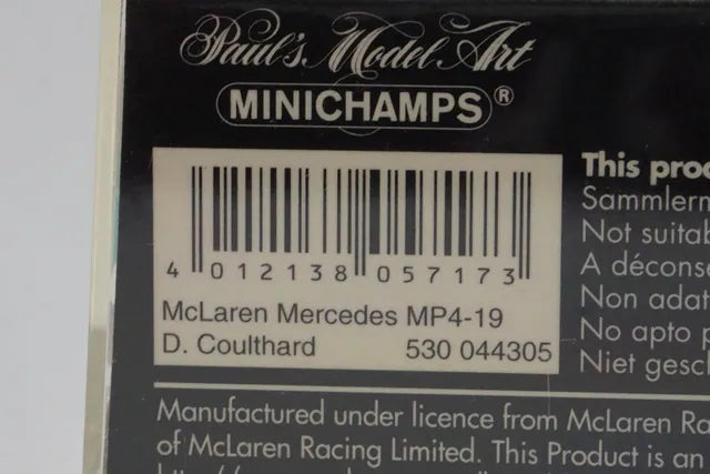 1:43 MINICHAMPS 530044305 McLaren Mercedes MP4-19 #5 D. Coulthard