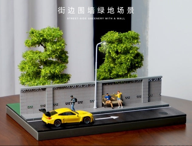 SCJ82032 収蔵家 Diorama 1:64 Wall-side Road and Green Park Diorama