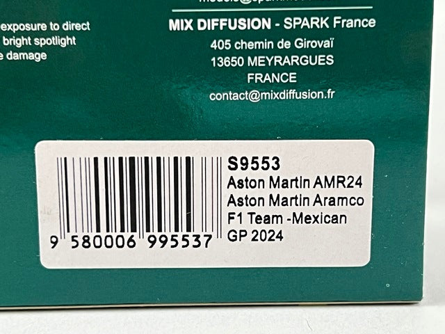 1:43 Spark S9553 Aston Martin AMR24 Aramco F1 Team Mexican GP 2024 #14 F. Alonso