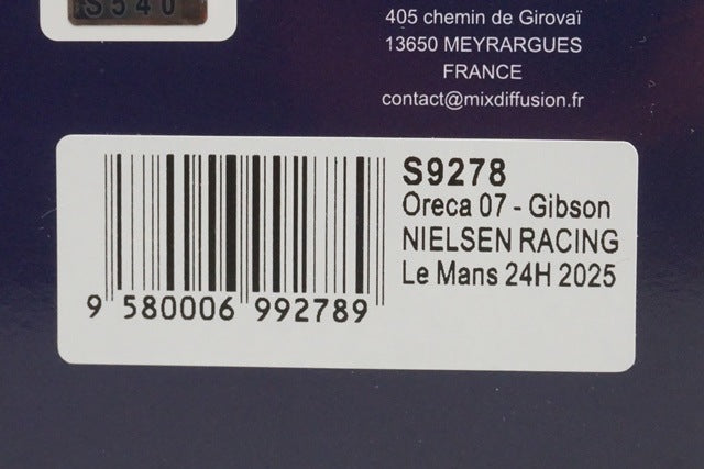 1:43 Spark S9278 Oreca 07 Gibson Nielsen Racing Le Mans 24H 2025 #24