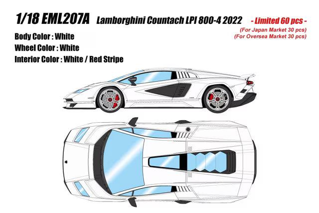 [ Pre-order ] EML207A Make Up EIDOLON 1:18 Lamborghini Countach LPI 800-4 (Wing Up) White