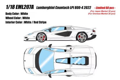 [ Pre-order ] EML207A Make Up EIDOLON 1:18 Lamborghini Countach LPI 800-4 (Wing Up) White
