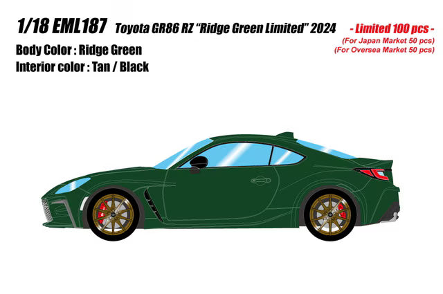 [ Pre-order ] EML187 Make Up EIDOLON 1:18 Toyota GR86 RZ "Ridge Green Limited" 2024 (Ridge Green)