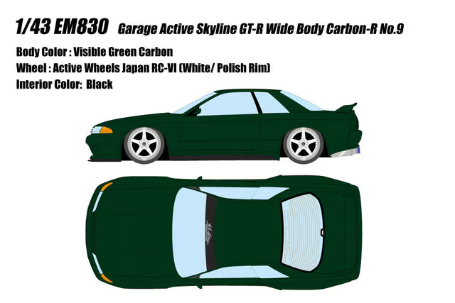 [ Pre-order ] EM830 Make Up EIDOLON 1:43 Garage Active Skyline GT-R Wide Body Carbon-R No.9