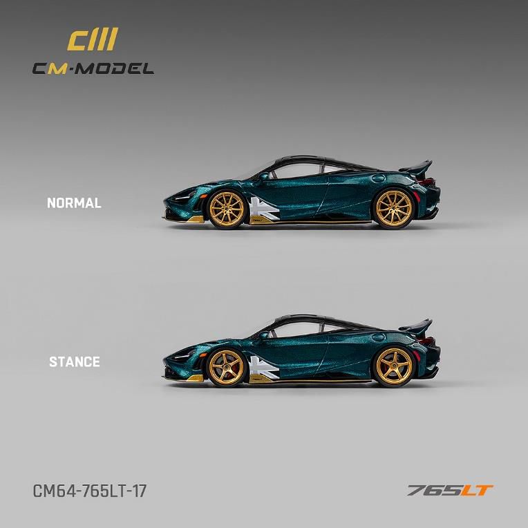 [ Back-order ] CM-MODEL CM64-765LT-17 1:64 McLaren 765LT Metallic Black-Green model car