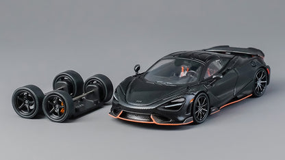 [ Back-order ] CM-MODEL CM64-765LT-18 1:64 McLaren 765LT Full Carbon Fiber with Orange Lines model car