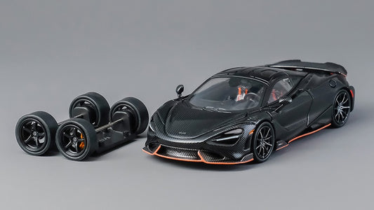 [ Back-order ] CM-MODEL CM64-765LT-18 1:64 McLaren 765LT Full Carbon Fiber with Orange Lines model car