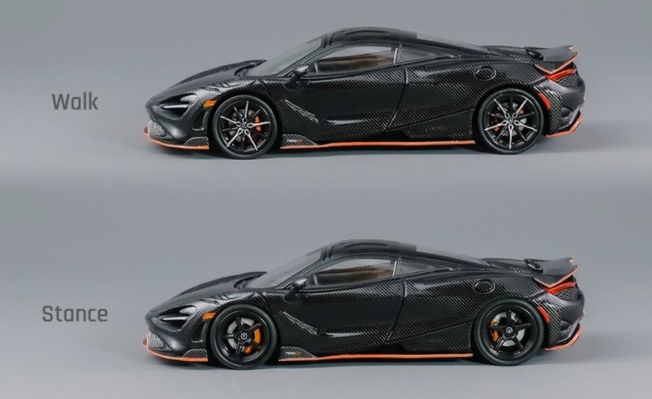 [ Back-order ] CM-MODEL CM64-765LT-18 1:64 McLaren 765LT Full Carbon Fiber with Orange Lines model car