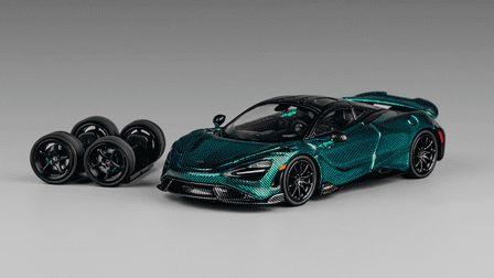 [ Back-order ] CM-MODEL CM64-765LT-19 1:64 McLaren 765LT Chrome Green Full Carbon model car