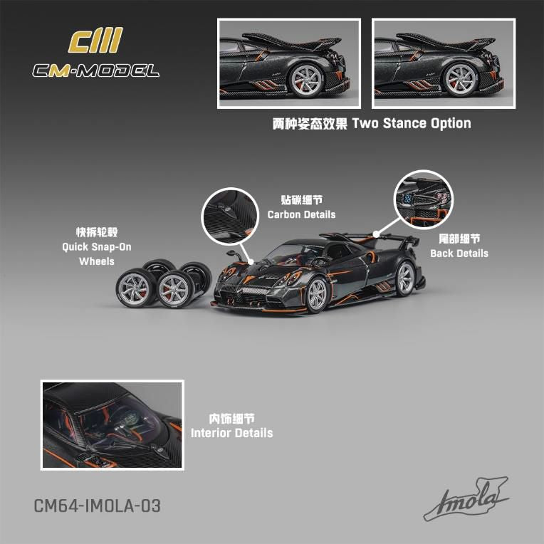 [ Back-order ] CM-MODEL CM64-IMOLA-03 1:64 Pagani Imola Metallic Grey model car