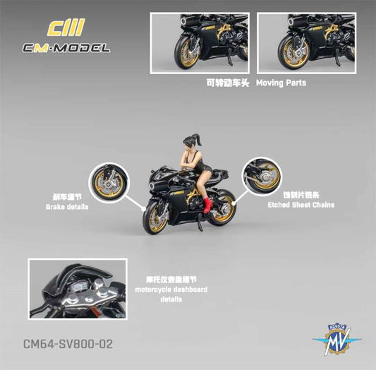 [ Back-order ] CM-MODEL CM64-SV800-02 1:64 MV Agusta Superveloce 800 Black with Showgirls model car