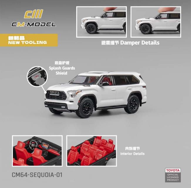 [ Back-order ] CM-MODEL CM64-Sequoia-01 1:64 Toyota Sequoia Pearl White model car
