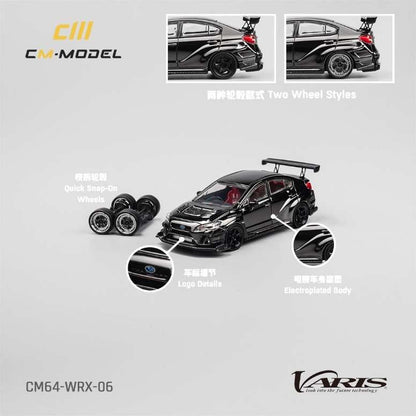 [ Back-order ] CM-MODEL CM64-WRX-06 1:64 Subaru Varis Widebody 2.0 WRX Chrome Black model car