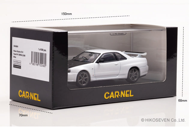[ Back-order ] CAR-NEL CN430001 1:43 Nissan Skyline GT-R VspecII N1 2000 White model car