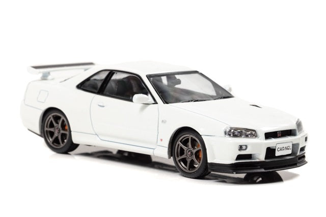 [ Back-order ] CAR-NEL CN430204 1:43 Nissan Skyline GT-R Vspec II Nur (BNR34) 2002 White Pearl