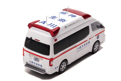 [ Back-order ] CAR-NEL CN431801 1:43 Nissan Paramedic 2018 Kanagawa Prefecture Kawasaki City Fire Department High Standard Ambulance